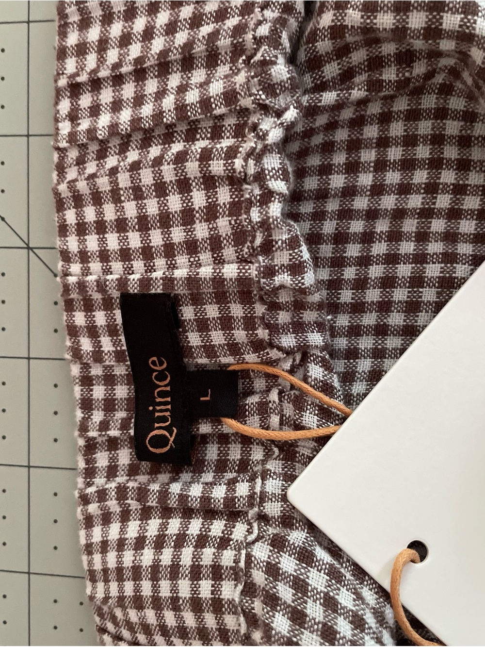 QUINCE 100% European Linen Brown & Taupe Gingham Maxi Skirt W/Side Slit Sz L NWT - Picture 6 of 9